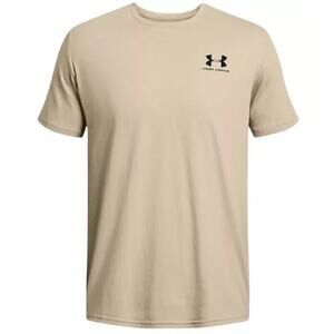Under Armour UA Men's Short Sleeve Sportstyle Left Chest Shirt Khaki Base Small
